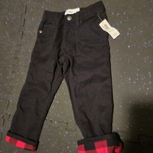 NWT Black Kids Pants with Red Plaid Flannel lining
